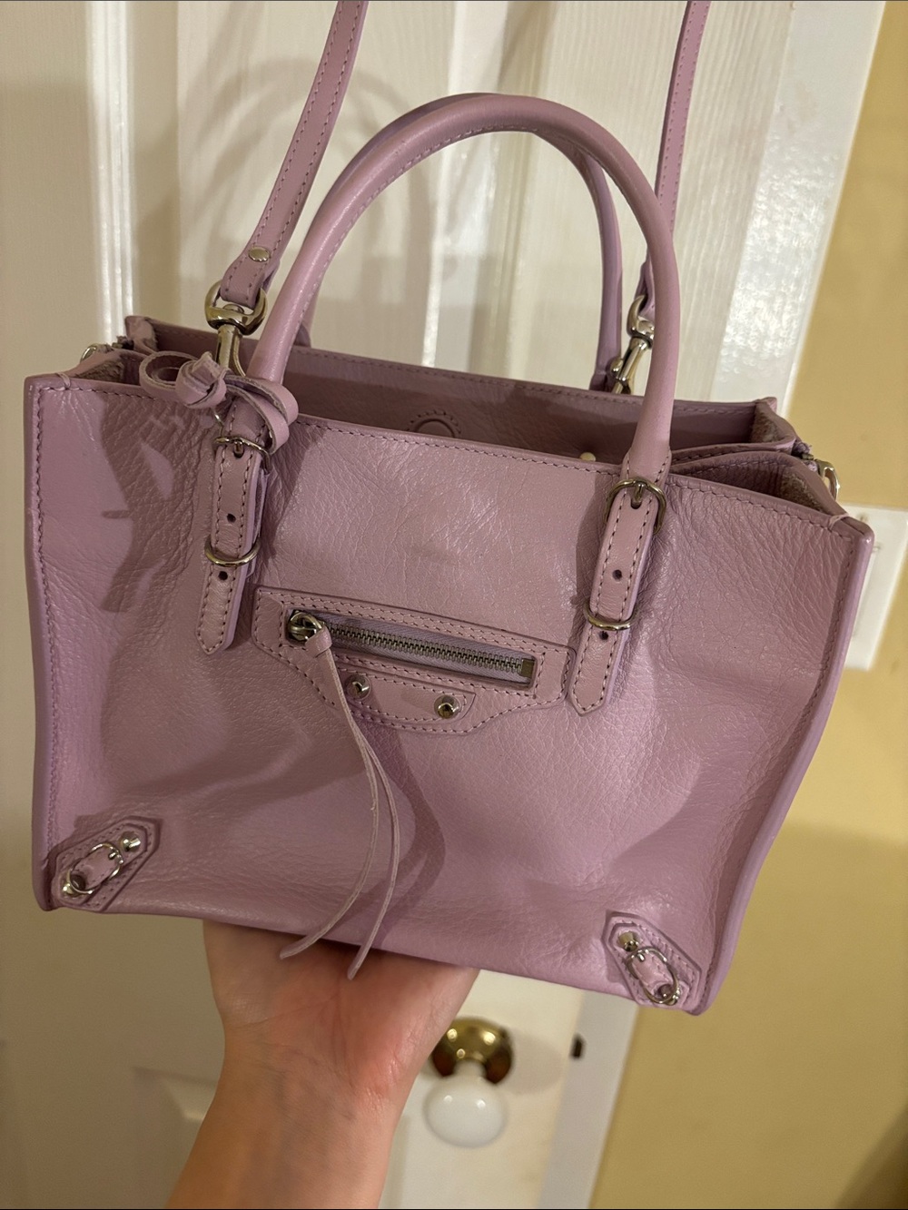 Balenciaga Mini Papier A4 Lilac Mini Top-Handle Satchel with Detachable Strap